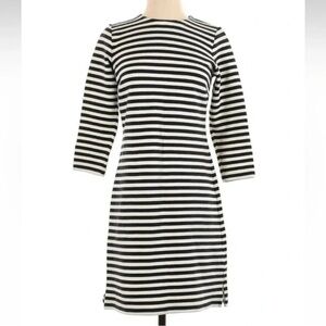 Vineyard Vines Navy Blue White Striped Dress Shift Exposed Back Zip M Coastal